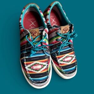 TWISTED X Hooey Loper Shoes Women Sz 7.5 Black Serape Aztec Southwestern